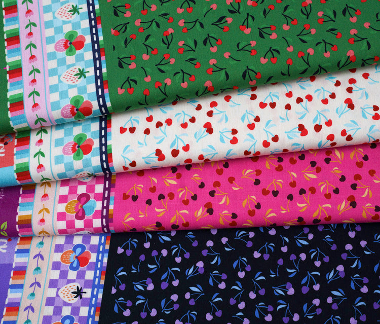 Picknick - CHERRIES - New Cotton Satin Webware