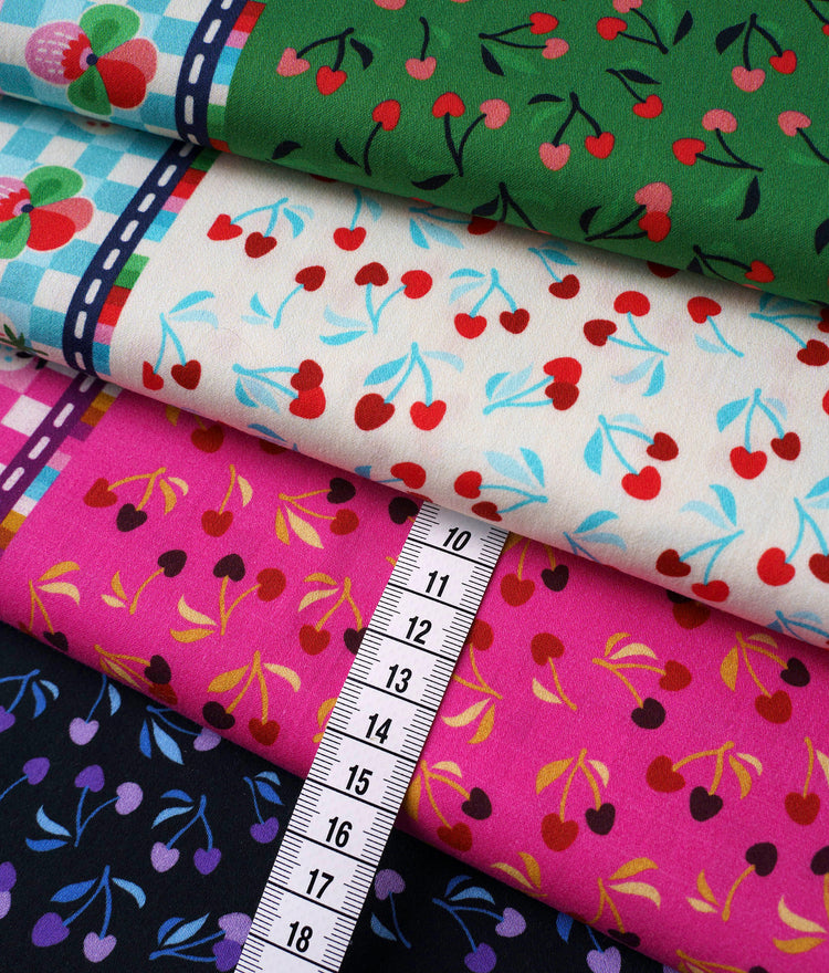 Picknick - CHERRIES - New Cotton Satin Webware