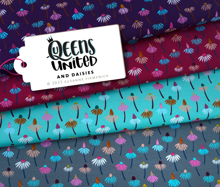 Queens United - DAISIES - New Cotton Satin Webware