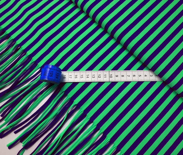 Fringe Me Cotton - LINES NAVY GREEN - Fransenjersey