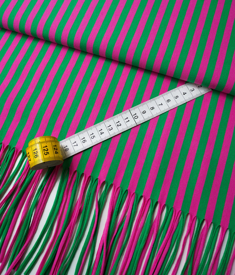 Fringe Me Cotton - LINES PINK GREEN - Fransenjersey