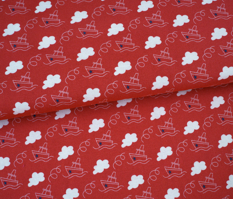 Sea Side - FISHING BOATS - Baumwoll Ripp