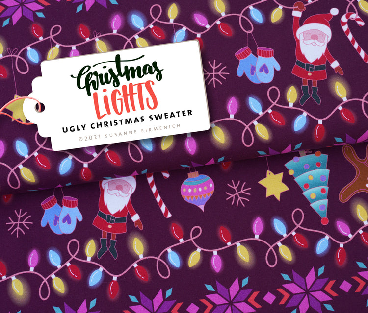 Ugly Christmas Sweater - CHRISTMAS LIGHTS - Sweat bordeaux